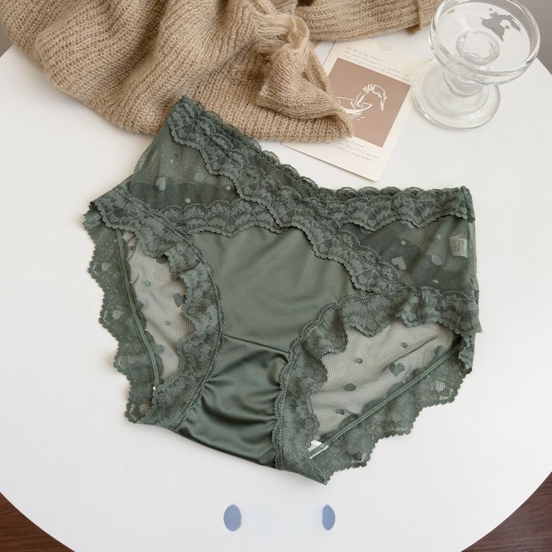 3-Piece Women's Underwear Set Briefs Lace Panties Mid-Waist Comfortable Breathable Mulberry Silk Crotch Semi-Transparent Mesh Fashion Hot-Selling Sexy Alluring Multi-Color Combination