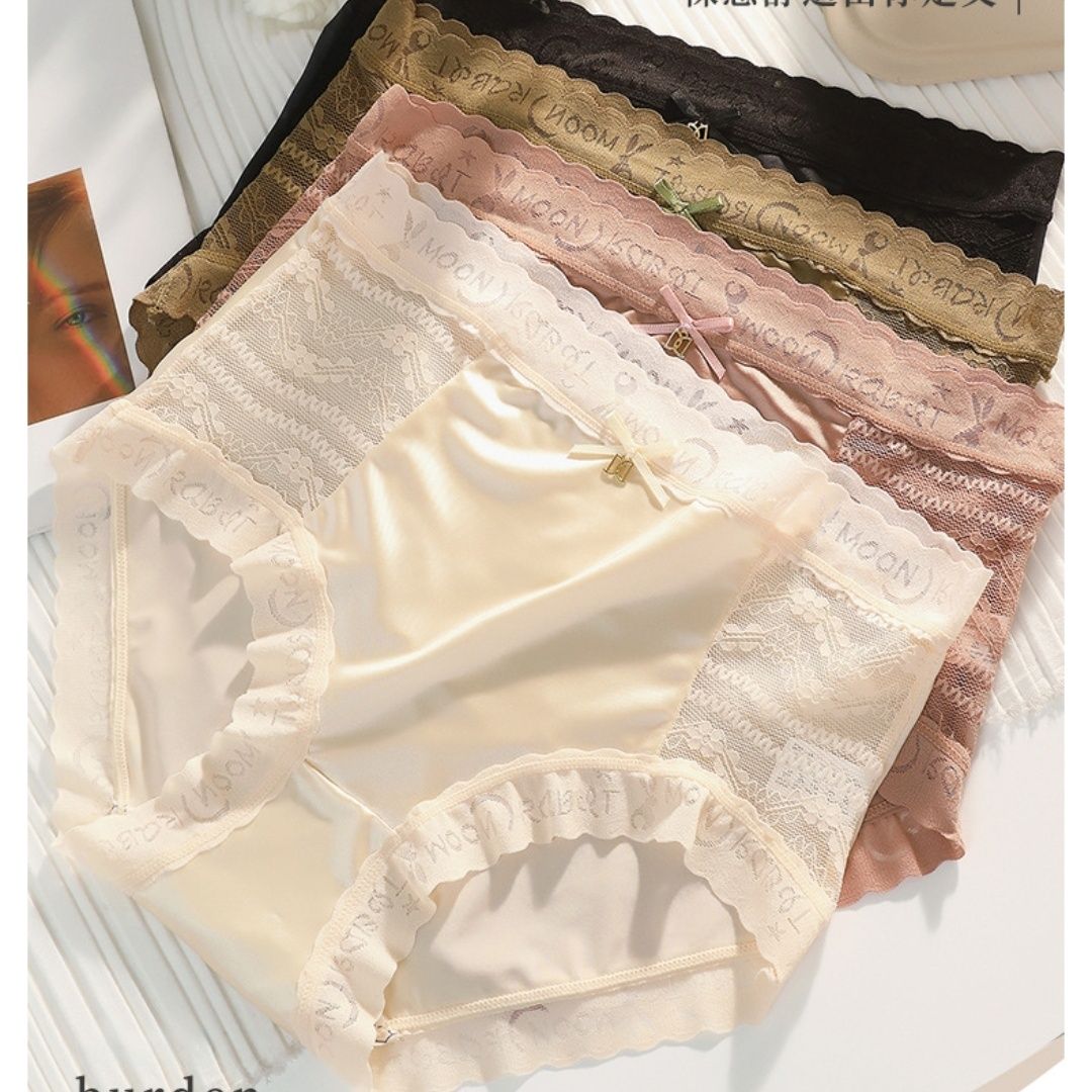 4-Piece Women's Underwear Set Briefs Lace Panties Comfortable Breathable Ice Silk Satin Seamless High-Waist Sexy Tummy Control & Butt Lifting Fashion Hot-Selling Sexy Alluring Multi-Color Combination