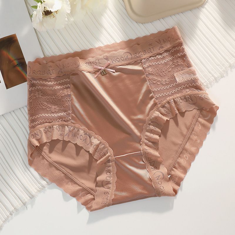 4-Piece Women's Underwear Set Briefs Lace Panties Comfortable Breathable Ice Silk Satin Seamless High-Waist Sexy Tummy Control & Butt Lifting Fashion Hot-Selling Sexy Alluring Multi-Color Combination