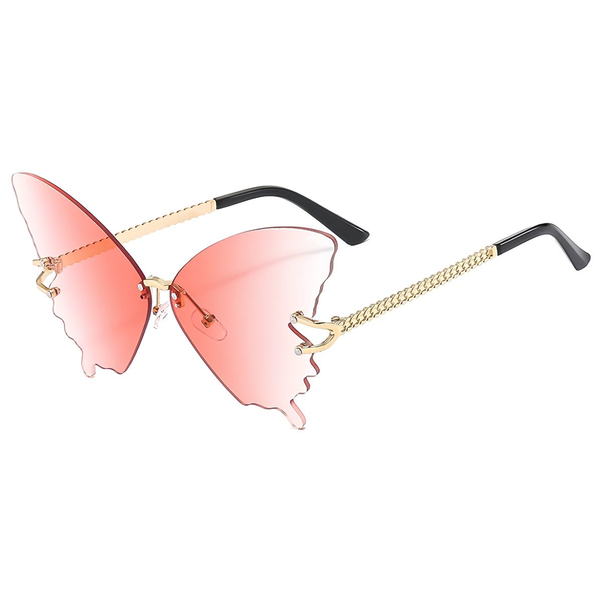 Sunglasses Women's Sunglasses Fashion New Style Butterfly Shape Diamond-Inlaid UV-Protective Rimless Sunglasses Elegant Versatile Charming Stylish Design