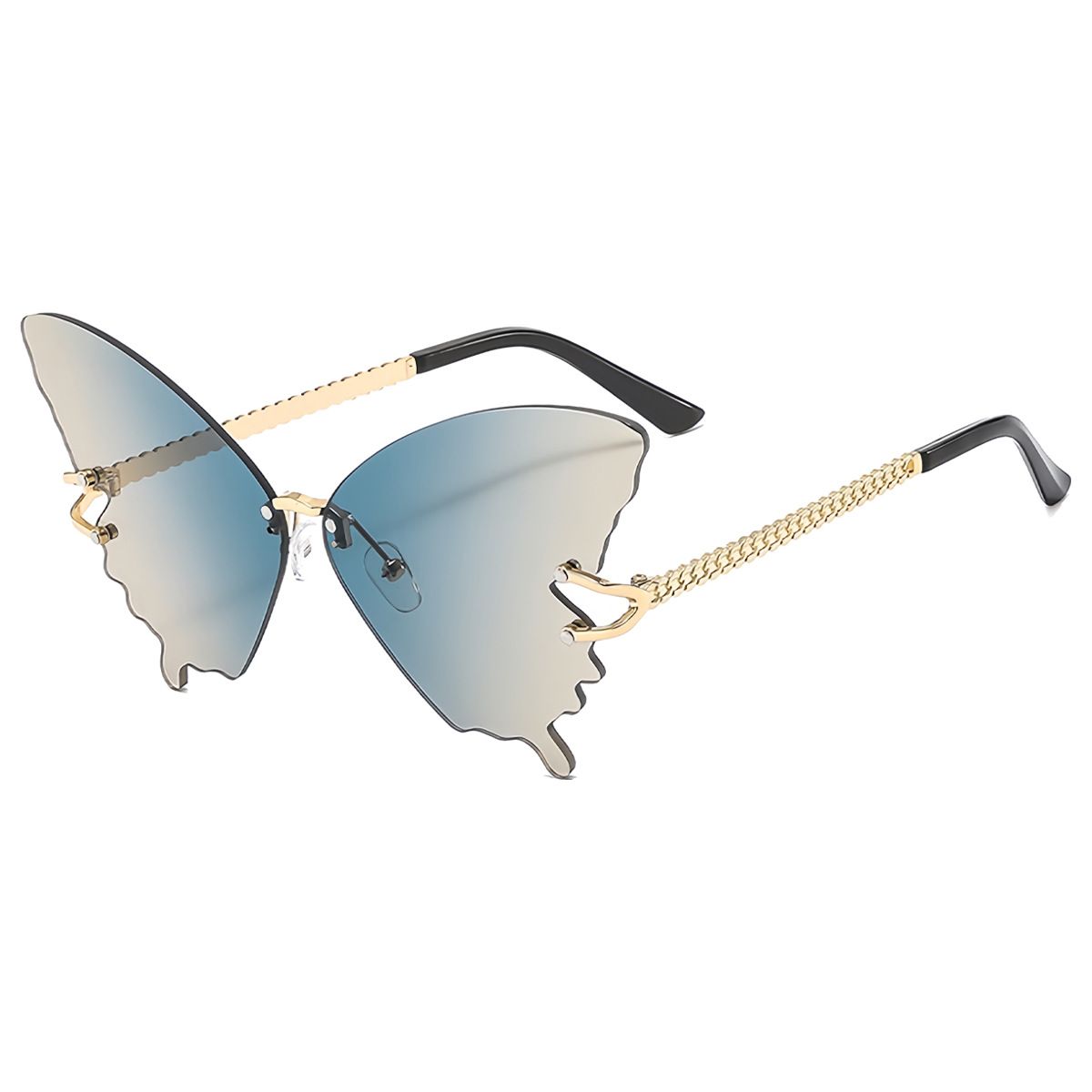 Sunglasses Women's Sunglasses Fashion New Style Butterfly Shape Diamond-Inlaid UV-Protective Rimless Sunglasses Elegant Versatile Charming Stylish Design