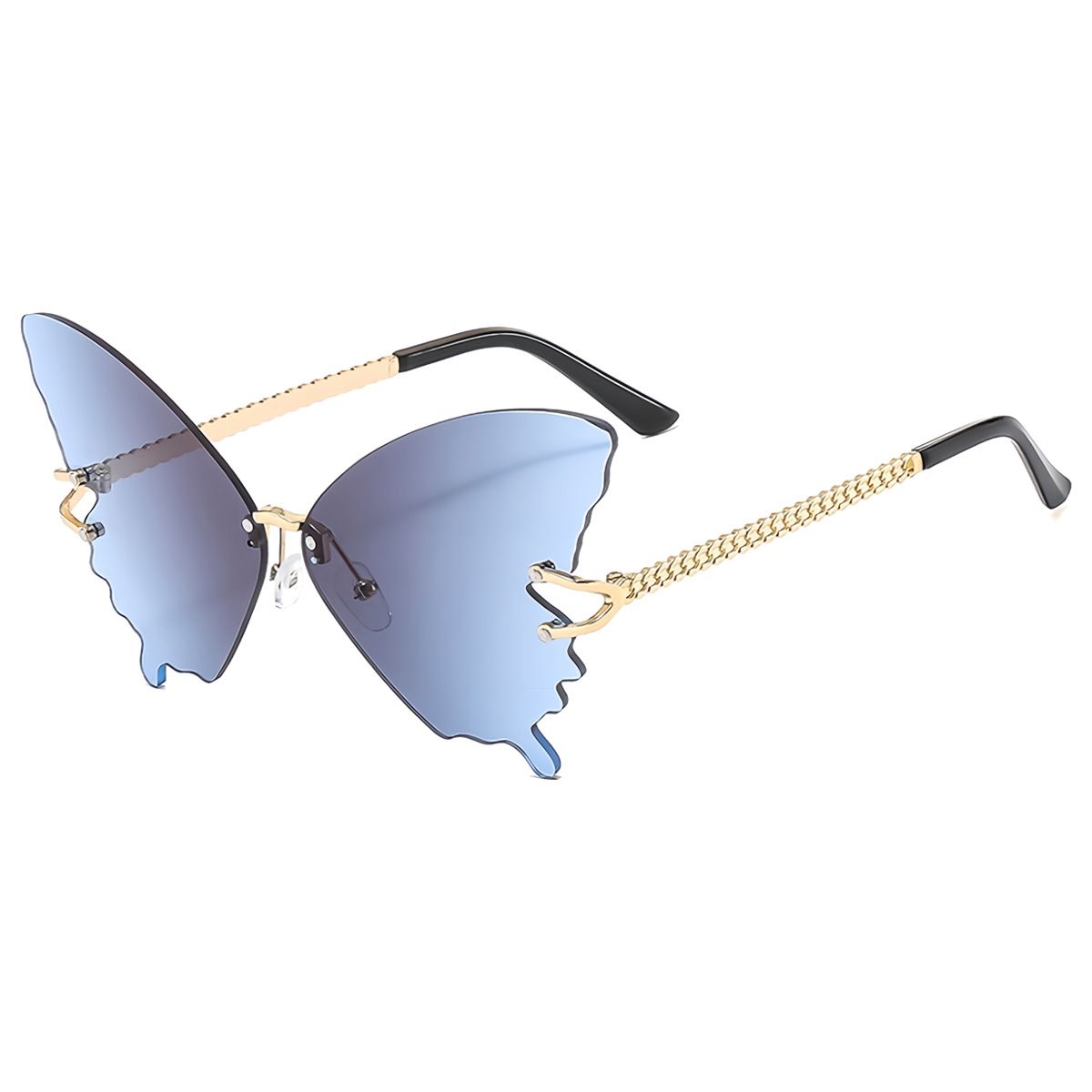 Sunglasses Women's Sunglasses Fashion New Style Butterfly Shape Diamond-Inlaid UV-Protective Rimless Sunglasses Elegant Versatile Charming Stylish Design