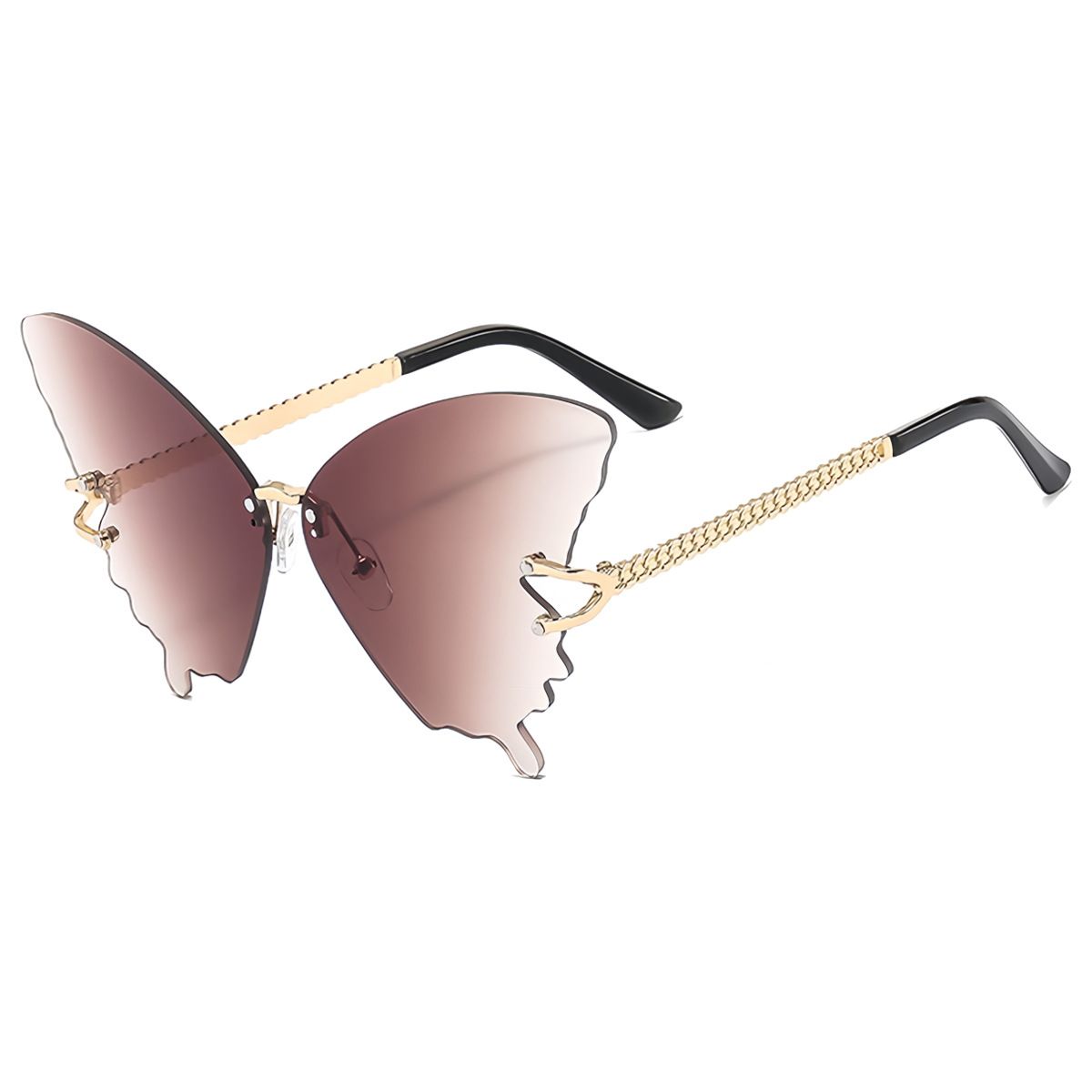 Sunglasses Women's Sunglasses Fashion New Style Butterfly Shape Diamond-Inlaid UV-Protective Rimless Sunglasses Elegant Versatile Charming Stylish Design