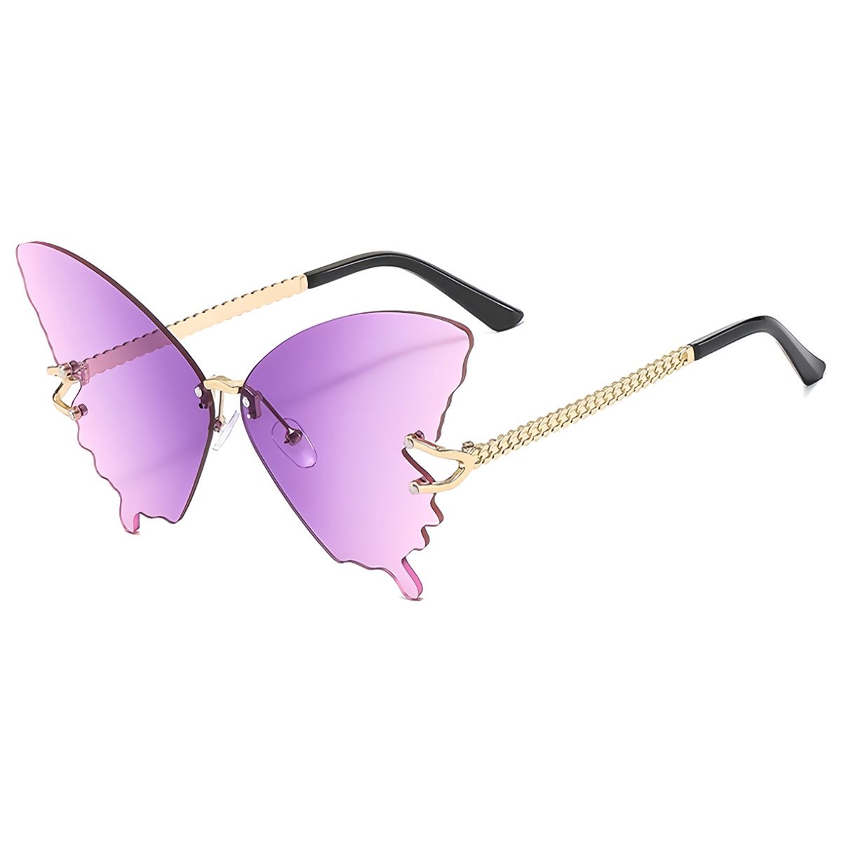 Sunglasses Women's Sunglasses Fashion New Style Butterfly Shape Diamond-Inlaid UV-Protective Rimless Sunglasses Elegant Versatile Charming Stylish Design