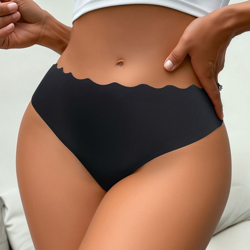 5-Piece Women's Briefs Set Seamless Edge-Free Comfortable Breathable Ice Silk Satin & Cotton Wave Waistband Low-Waist Sexy Tummy Control Butt Lifting Hot-Selling Multi-Color Combo