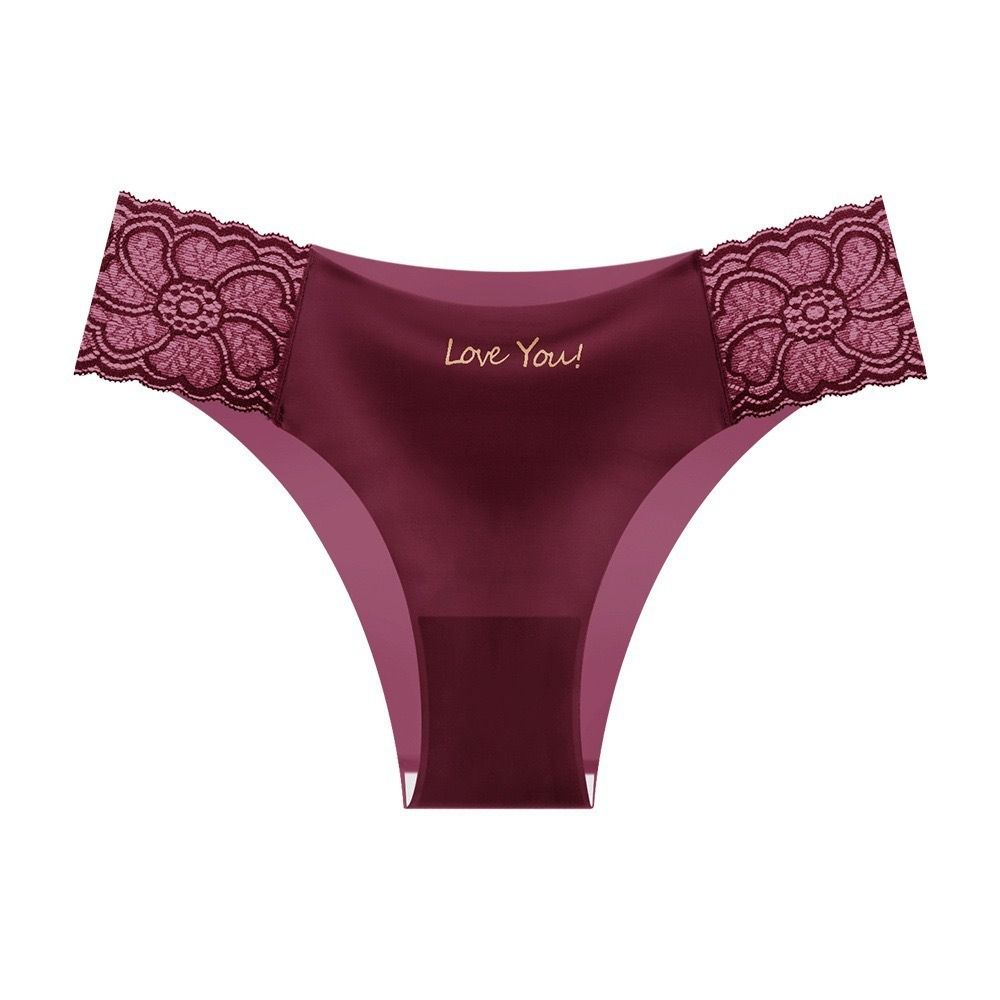 4-Piece Women's Underwear Set Briefs Lace Panties Comfortable Breathable Ice Silk Satin Seamless High-Waist Sexy Tummy Control & Butt Lifting Fashion Hot-Selling Sexy Printed underwear I love you