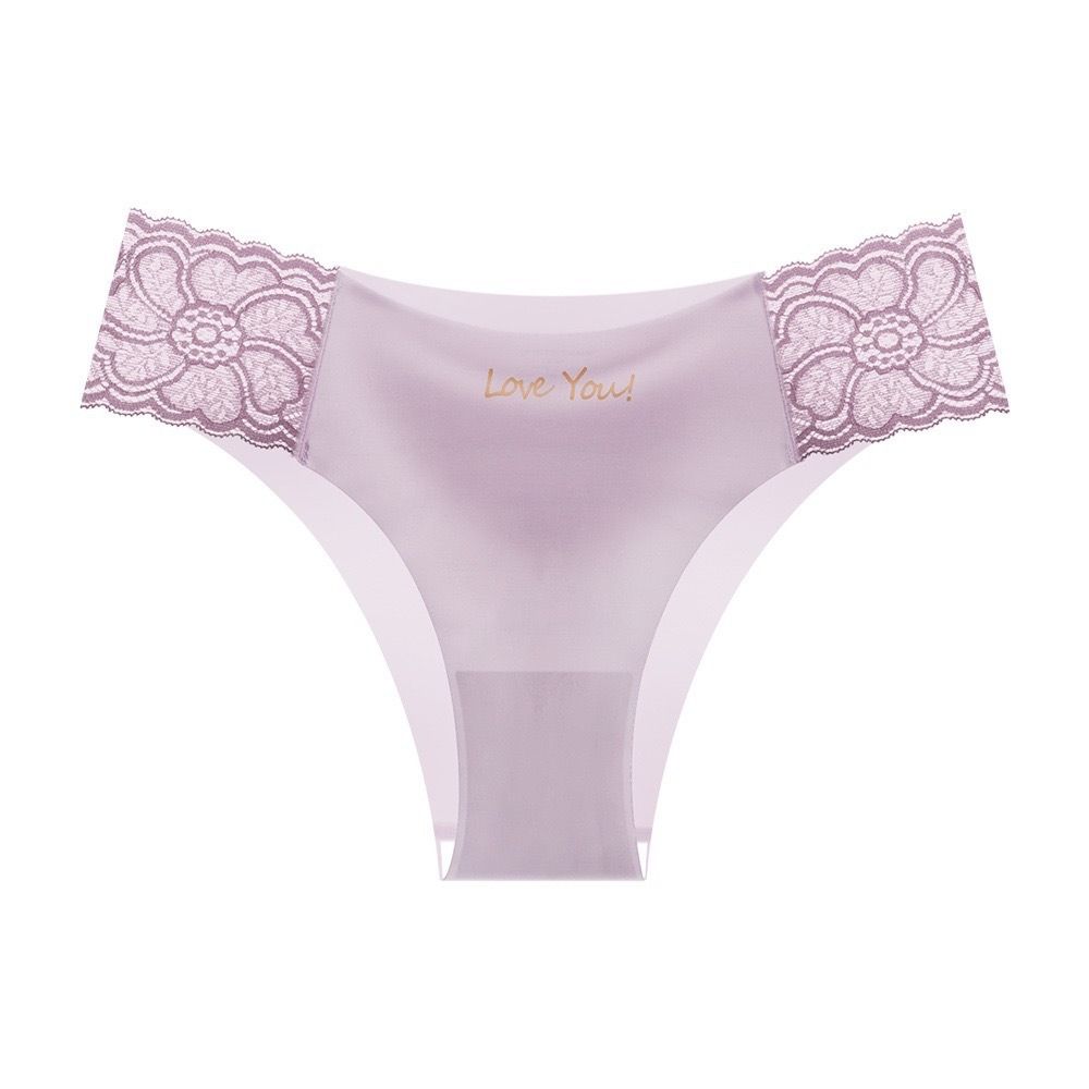 4-Piece Women's Underwear Set Briefs Lace Panties Comfortable Breathable Ice Silk Satin Seamless High-Waist Sexy Tummy Control & Butt Lifting Fashion Hot-Selling Sexy Printed underwear I love you