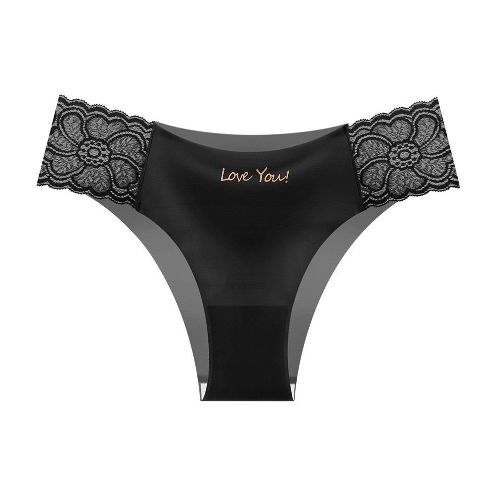 4-Piece Women's Underwear Set Briefs Lace Panties Comfortable Breathable Ice Silk Satin Seamless High-Waist Sexy Tummy Control & Butt Lifting Fashion Hot-Selling Sexy Printed underwear I love you