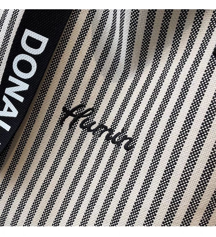 Stylish Women Tote Bag Large Capacity Canvas Shoulder Handbag Striped Design Casual Simple Outdoor Fashion New Multifunctional Ladies Handbag