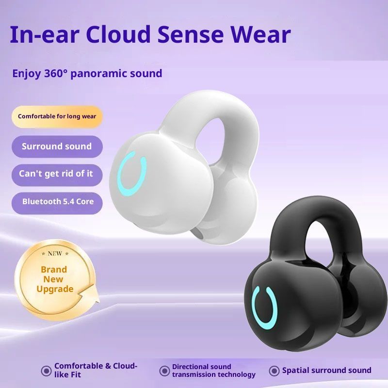 Wireless Bluetooth Clip-On Sports Headphone Universal Left-Right Ears Long Battery Life Waterproof Dustproof Silicone Skin-Friendly HIFI HD Lossless Sound Touch Control For All Phones