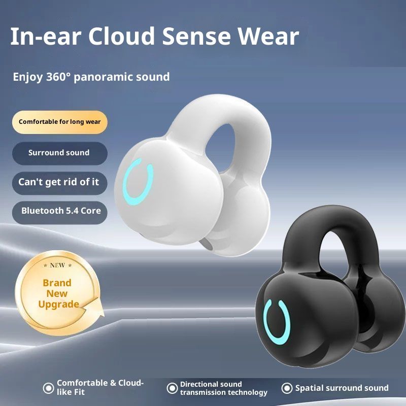 Wireless Bluetooth Clip-On Sports Headphone Universal Left-Right Ears Long Battery Life Waterproof Dustproof Silicone Skin-Friendly HIFI HD Lossless Sound Touch Control For All Phones