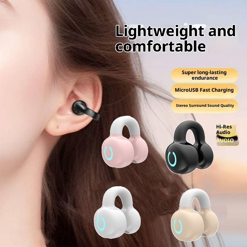 Wireless Bluetooth Clip-On Sports Headphone Universal Left-Right Ears Long Battery Life Waterproof Dustproof Silicone Skin-Friendly HIFI HD Lossless Sound Touch Control For All Phones