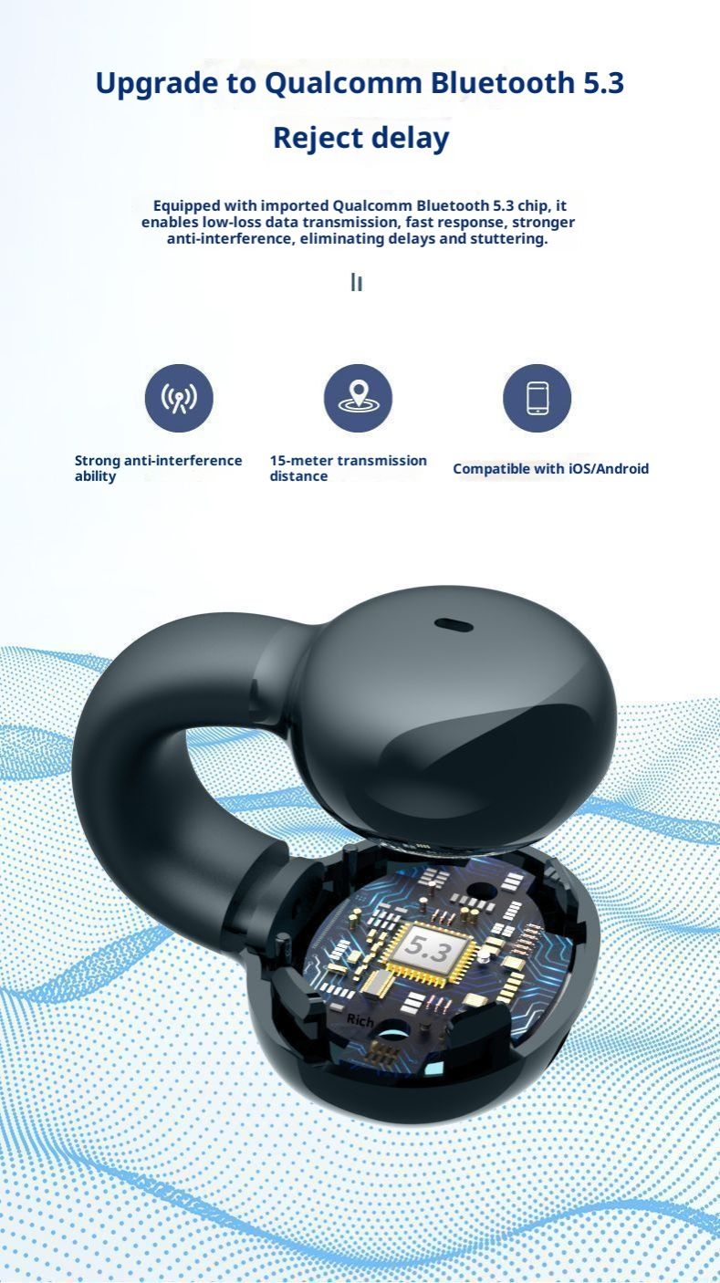 Wireless Bluetooth Clip-On Sports Headphone Universal Left-Right Ears Long Battery Life Waterproof Dustproof Silicone Skin-Friendly HIFI HD Lossless Sound Touch Control For All Phones