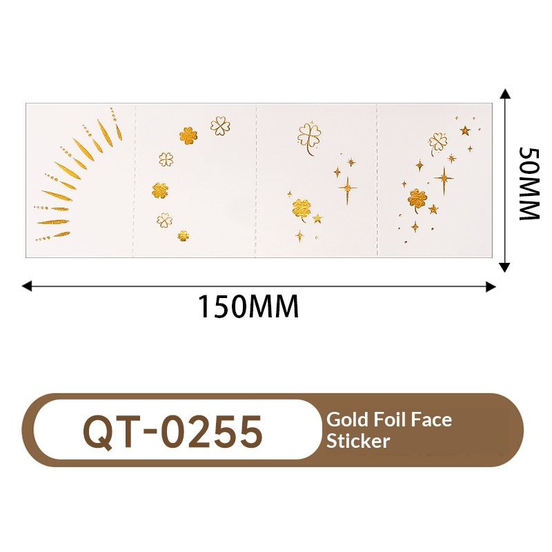 4 Piece Makeup Face Stickers Set Gold Foil Eye Corner Temporary Tattoos Quick Application Waterproof Long Lasting Shiny Sparkle For Party Festival