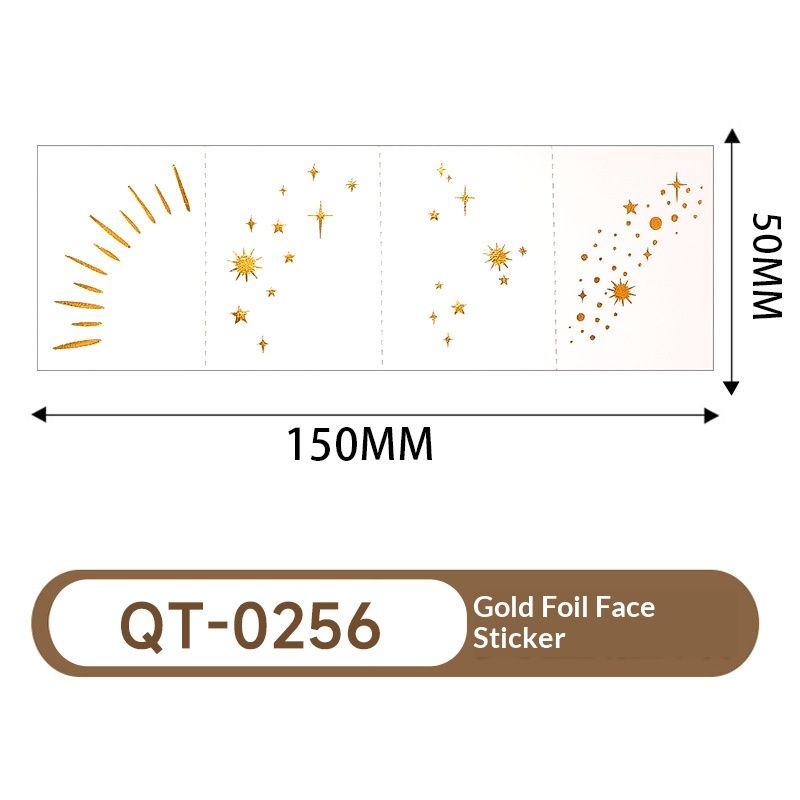 4 Piece Makeup Face Stickers Set Gold Foil Eye Corner Temporary Tattoos Quick Application Waterproof Long Lasting Shiny Sparkle For Party Festival