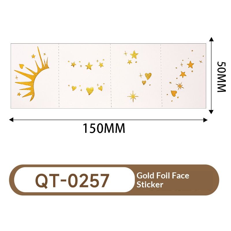 4 Piece Makeup Face Stickers Set Gold Foil Eye Corner Temporary Tattoos Quick Application Waterproof Long Lasting Shiny Sparkle For Party Festival