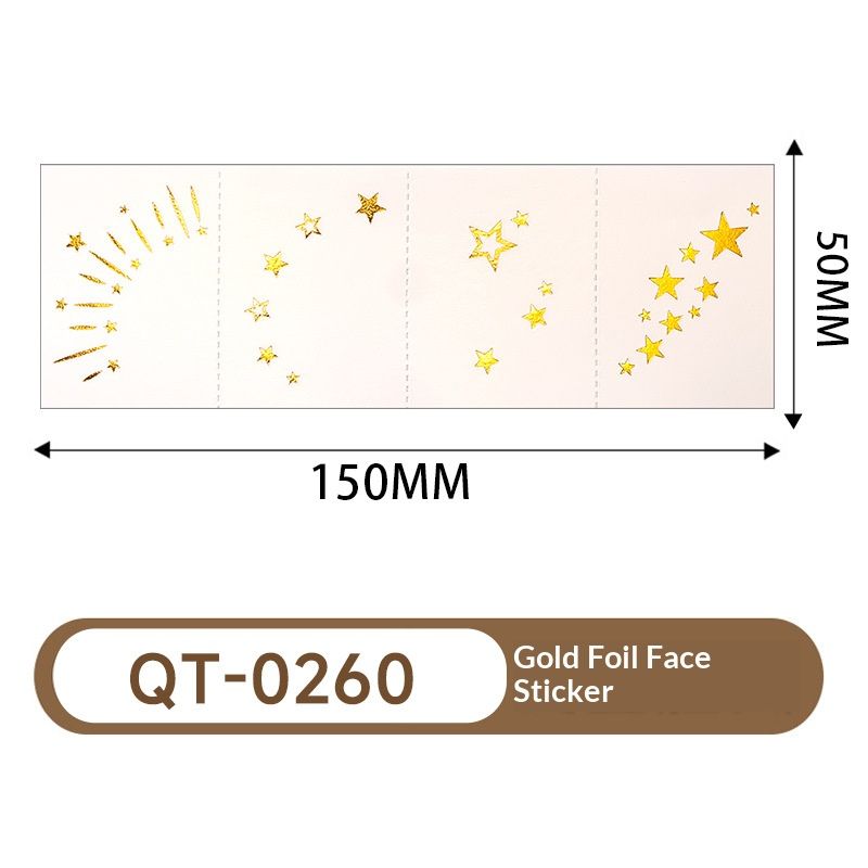 4 Piece Makeup Face Stickers Set Gold Foil Eye Corner Temporary Tattoos Quick Application Waterproof Long Lasting Shiny Sparkle For Party Festival