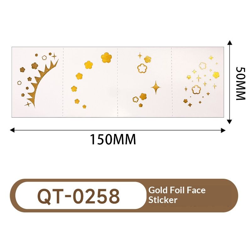4 Piece Makeup Face Stickers Set Gold Foil Eye Corner Temporary Tattoos Quick Application Waterproof Long Lasting Shiny Sparkle For Party Festival