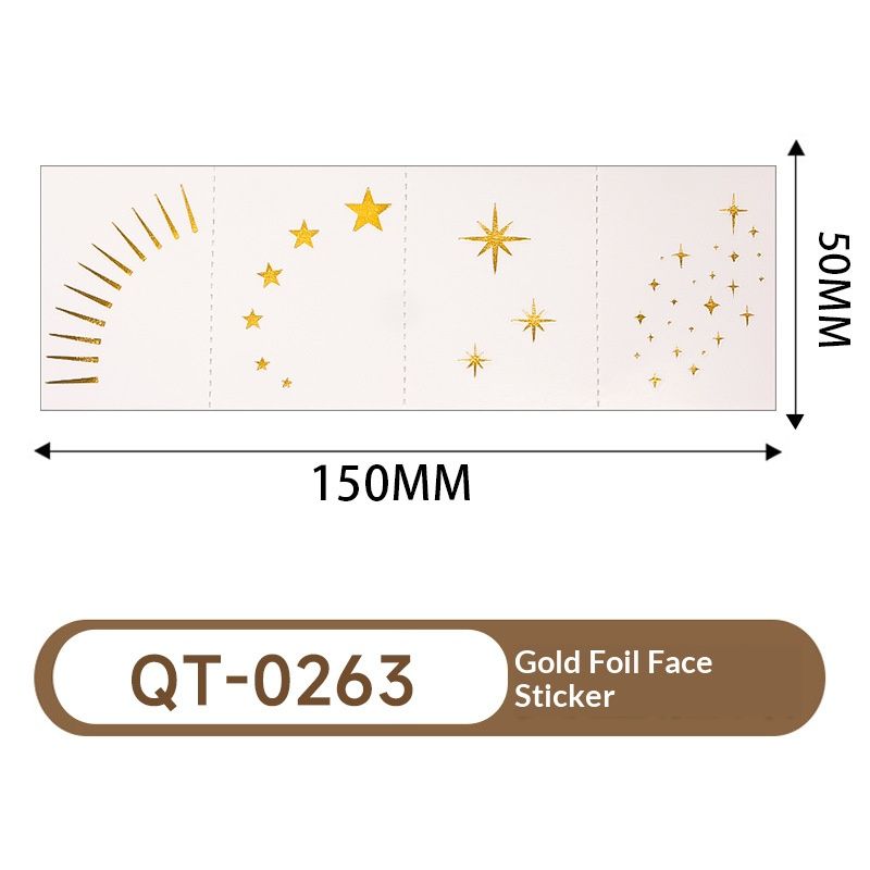 4 Piece Makeup Face Stickers Set Gold Foil Eye Corner Temporary Tattoos Quick Application Waterproof Long Lasting Shiny Sparkle For Party Festival