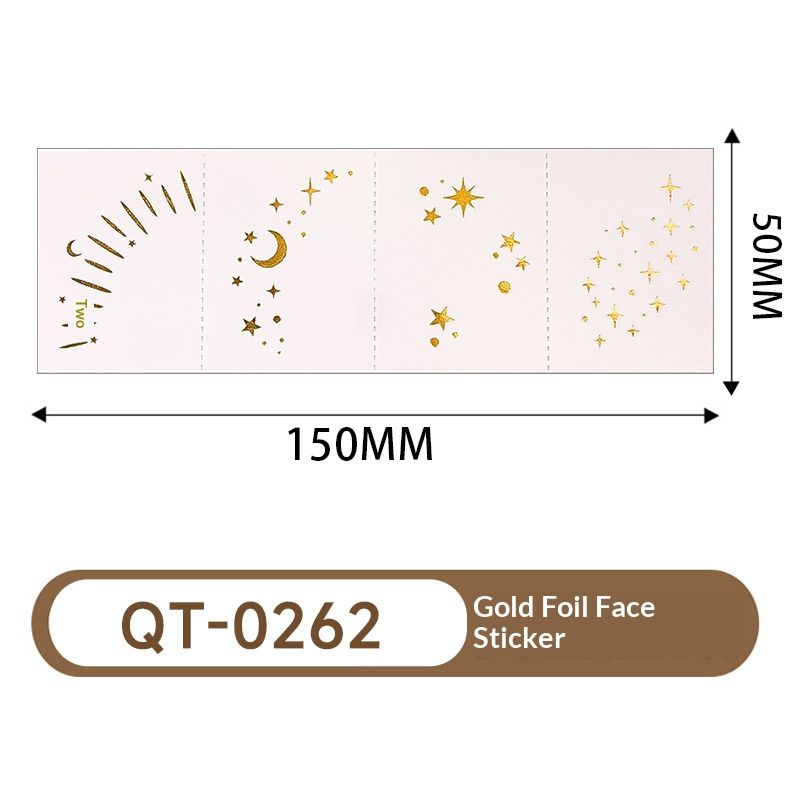 4 Piece Makeup Face Stickers Set Gold Foil Eye Corner Temporary Tattoos Quick Application Waterproof Long Lasting Shiny Sparkle For Party Festival