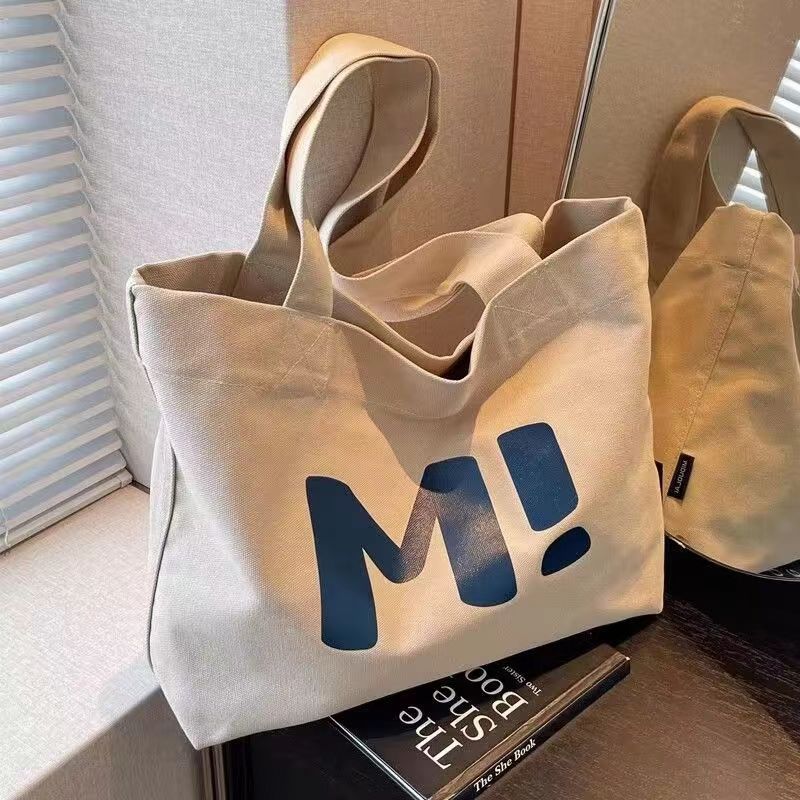 Women's Large Capacity Canvas Tote Bag Letter Print Fashion Minimalist Shoulder Bag Multi Functional Casual Versatile For Outdoor New Style