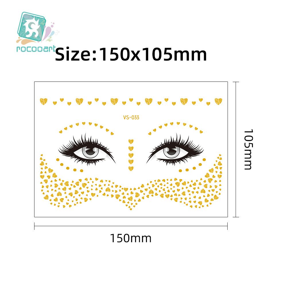 6 Piece Makeup Stickers Set Gold Foil Eye Corner Stickers Temporary Tattoos Quick Application Waterproof Long Lasting Shiny Sparkle Holiday Party Essential