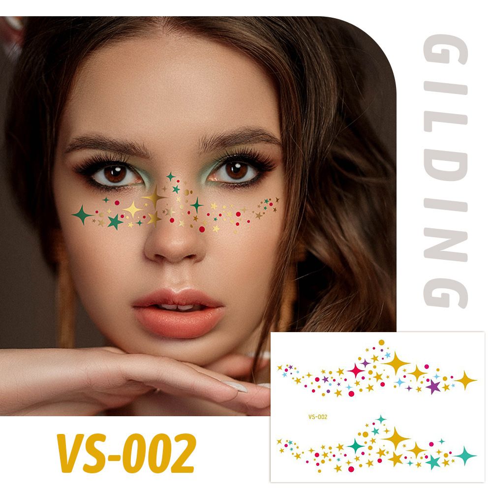 6 Piece Makeup Stickers Set Gold Foil Eye Corner Stickers Temporary Tattoos Quick Application Waterproof Long Lasting Shiny Sparkle Holiday Party Essential