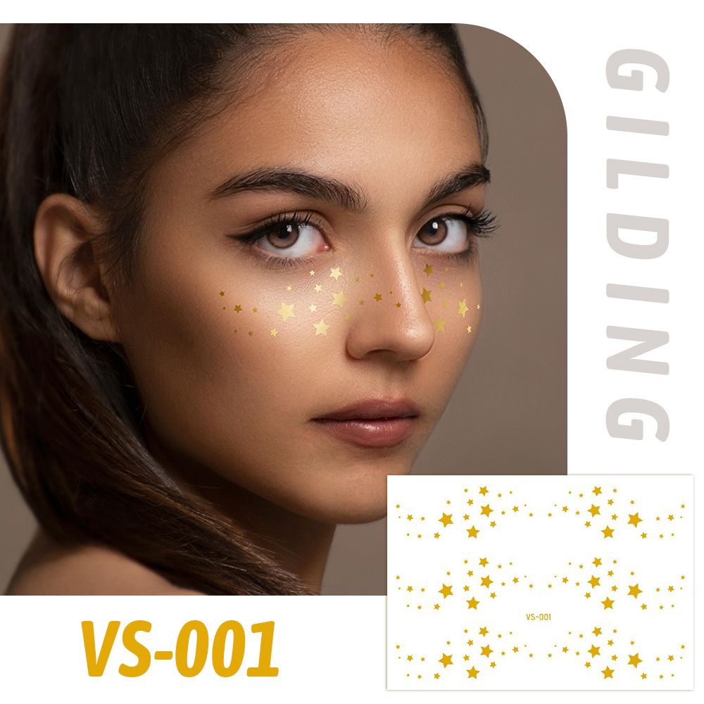 6 Piece Makeup Stickers Set Gold Foil Eye Corner Stickers Temporary Tattoos Quick Application Waterproof Long Lasting Shiny Sparkle Holiday Party Essential