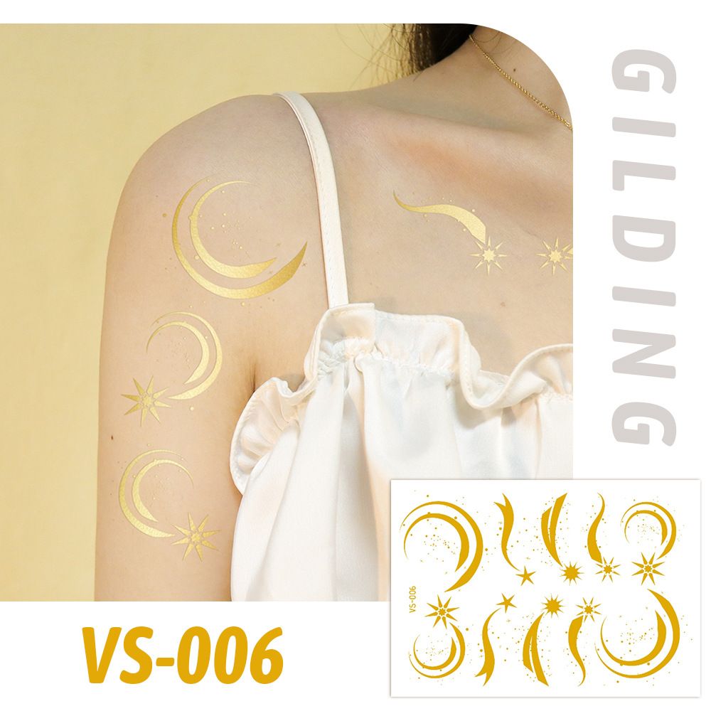 6 Piece Makeup Stickers Set Gold Foil Eye Corner Stickers Temporary Tattoos Quick Application Waterproof Long Lasting Shiny Sparkle Holiday Party Essential