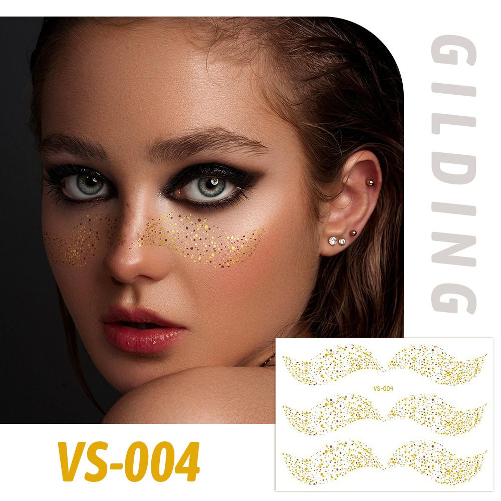 6 Piece Makeup Stickers Set Gold Foil Eye Corner Stickers Temporary Tattoos Quick Application Waterproof Long Lasting Shiny Sparkle Holiday Party Essential