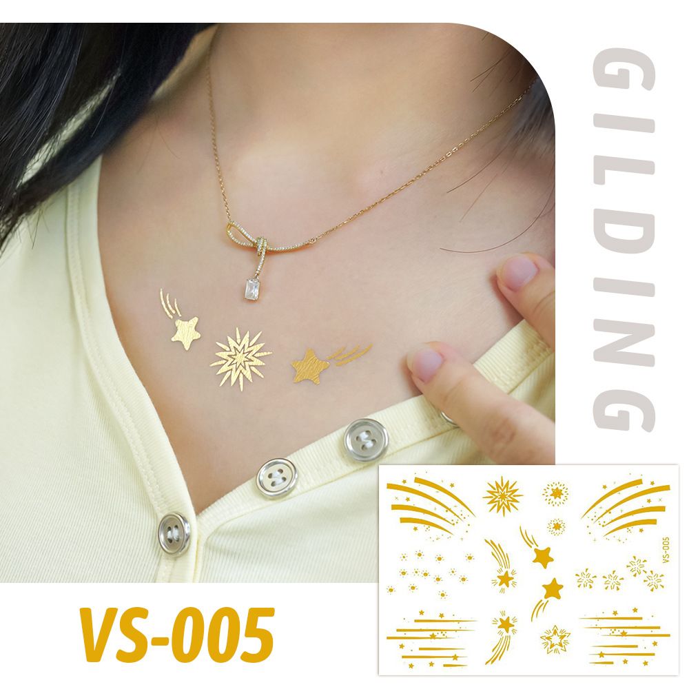 6 Piece Makeup Stickers Set Gold Foil Eye Corner Stickers Temporary Tattoos Quick Application Waterproof Long Lasting Shiny Sparkle Holiday Party Essential