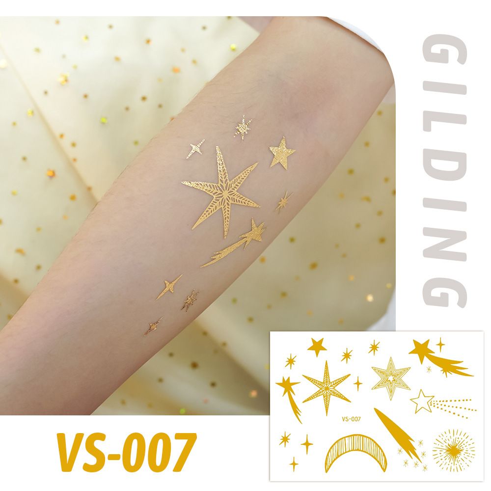 6 Piece Makeup Stickers Set Gold Foil Eye Corner Stickers Temporary Tattoos Quick Application Waterproof Long Lasting Shiny Sparkle Holiday Party Essential