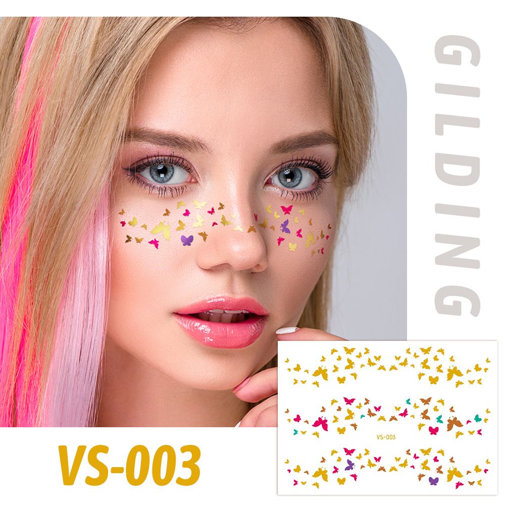 6 Piece Makeup Stickers Set Gold Foil Eye Corner Stickers Temporary Tattoos Quick Application Waterproof Long Lasting Shiny Sparkle Holiday Party Essential