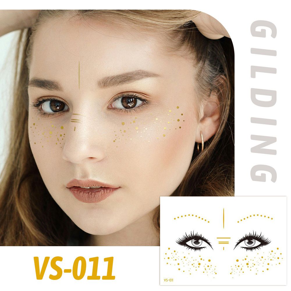 6 Piece Makeup Stickers Set Gold Foil Eye Corner Stickers Temporary Tattoos Quick Application Waterproof Long Lasting Shiny Sparkle Holiday Party Essential
