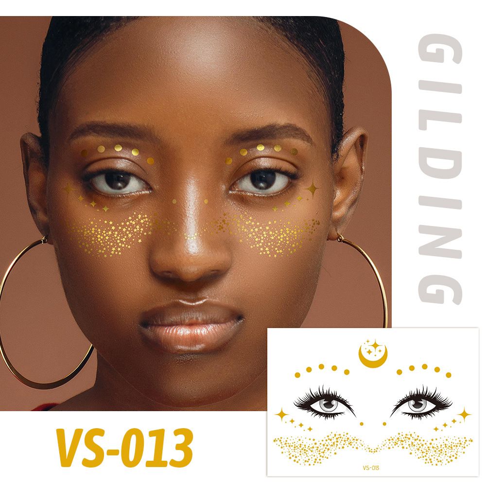 6 Piece Makeup Stickers Set Gold Foil Eye Corner Stickers Temporary Tattoos Quick Application Waterproof Long Lasting Shiny Sparkle Holiday Party Essential