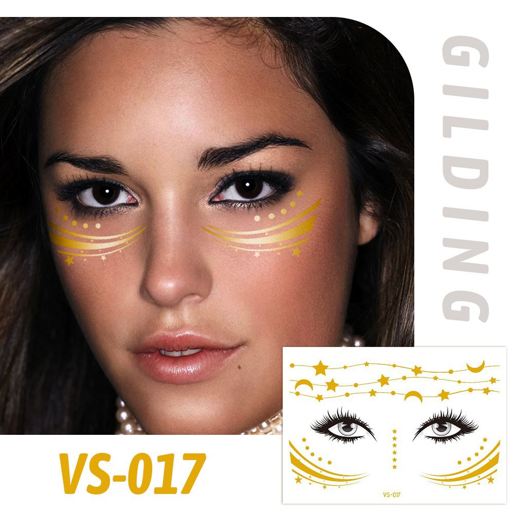 6 Piece Makeup Stickers Set Gold Foil Eye Corner Stickers Temporary Tattoos Quick Application Waterproof Long Lasting Shiny Sparkle Holiday Party Essential