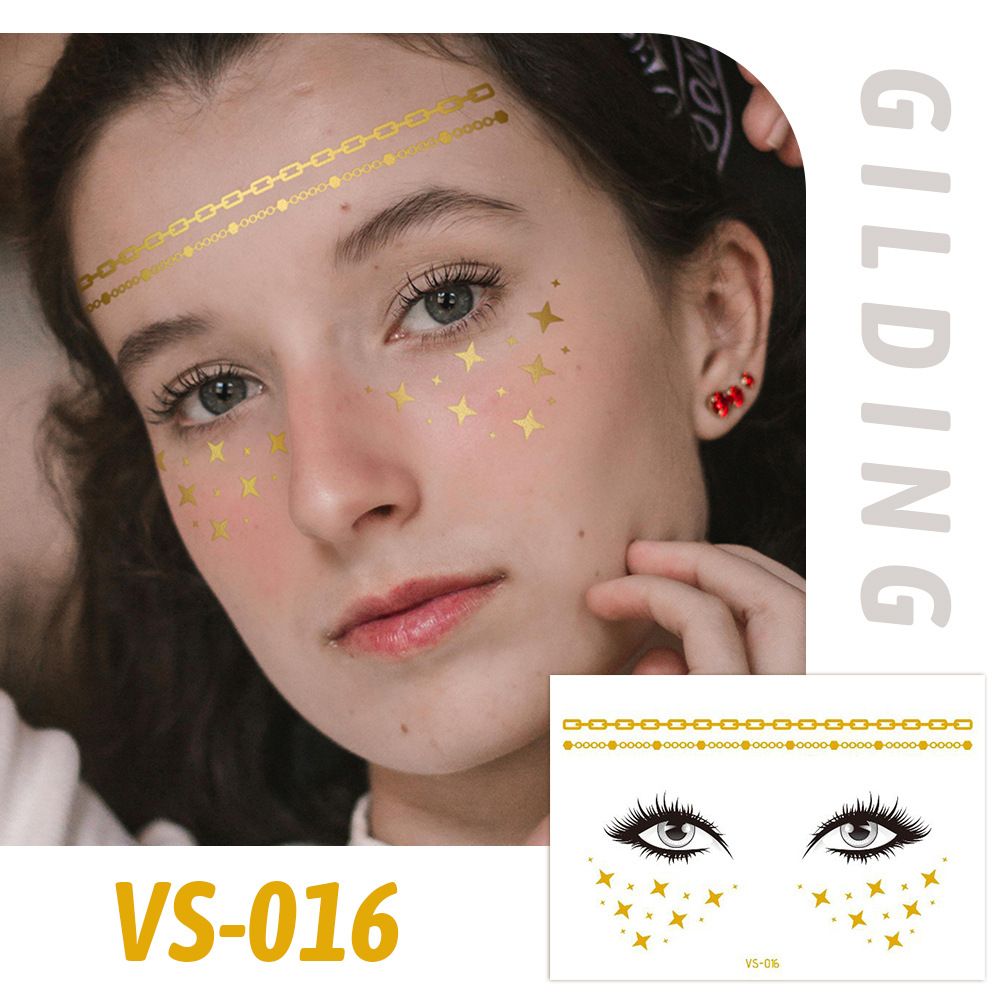 6 Piece Makeup Stickers Set Gold Foil Eye Corner Stickers Temporary Tattoos Quick Application Waterproof Long Lasting Shiny Sparkle Holiday Party Essential