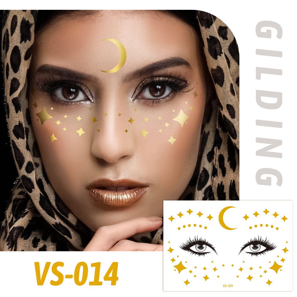 6 Piece Makeup Stickers Set Gold Foil Eye Corner Stickers Temporary Tattoos Quick Application Waterproof Long Lasting Shiny Sparkle Holiday Party Essential