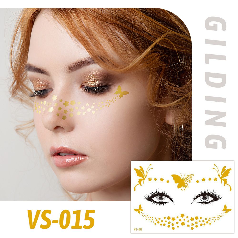 6 Piece Makeup Stickers Set Gold Foil Eye Corner Stickers Temporary Tattoos Quick Application Waterproof Long Lasting Shiny Sparkle Holiday Party Essential