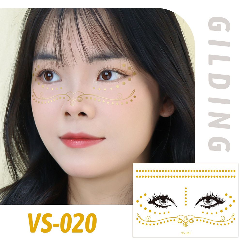 6 Piece Makeup Stickers Set Gold Foil Eye Corner Stickers Temporary Tattoos Quick Application Waterproof Long Lasting Shiny Sparkle Holiday Party Essential