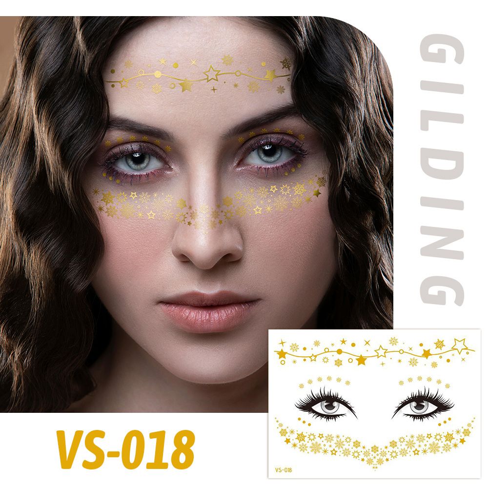 6 Piece Makeup Stickers Set Gold Foil Eye Corner Stickers Temporary Tattoos Quick Application Waterproof Long Lasting Shiny Sparkle Holiday Party Essential
