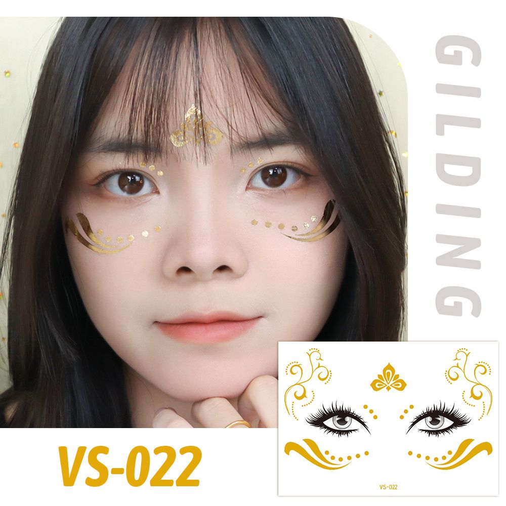 6 Piece Makeup Stickers Set Gold Foil Eye Corner Stickers Temporary Tattoos Quick Application Waterproof Long Lasting Shiny Sparkle Holiday Party Essential