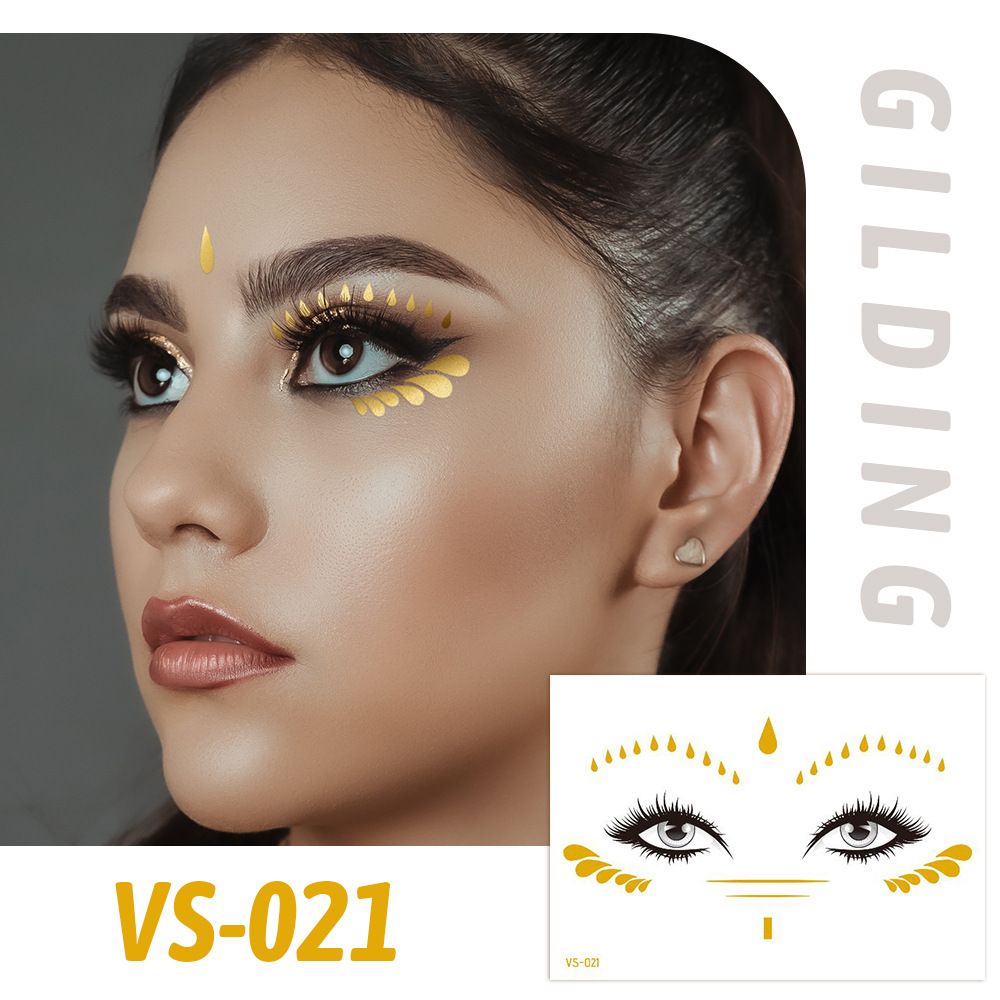 6 Piece Makeup Stickers Set Gold Foil Eye Corner Stickers Temporary Tattoos Quick Application Waterproof Long Lasting Shiny Sparkle Holiday Party Essential