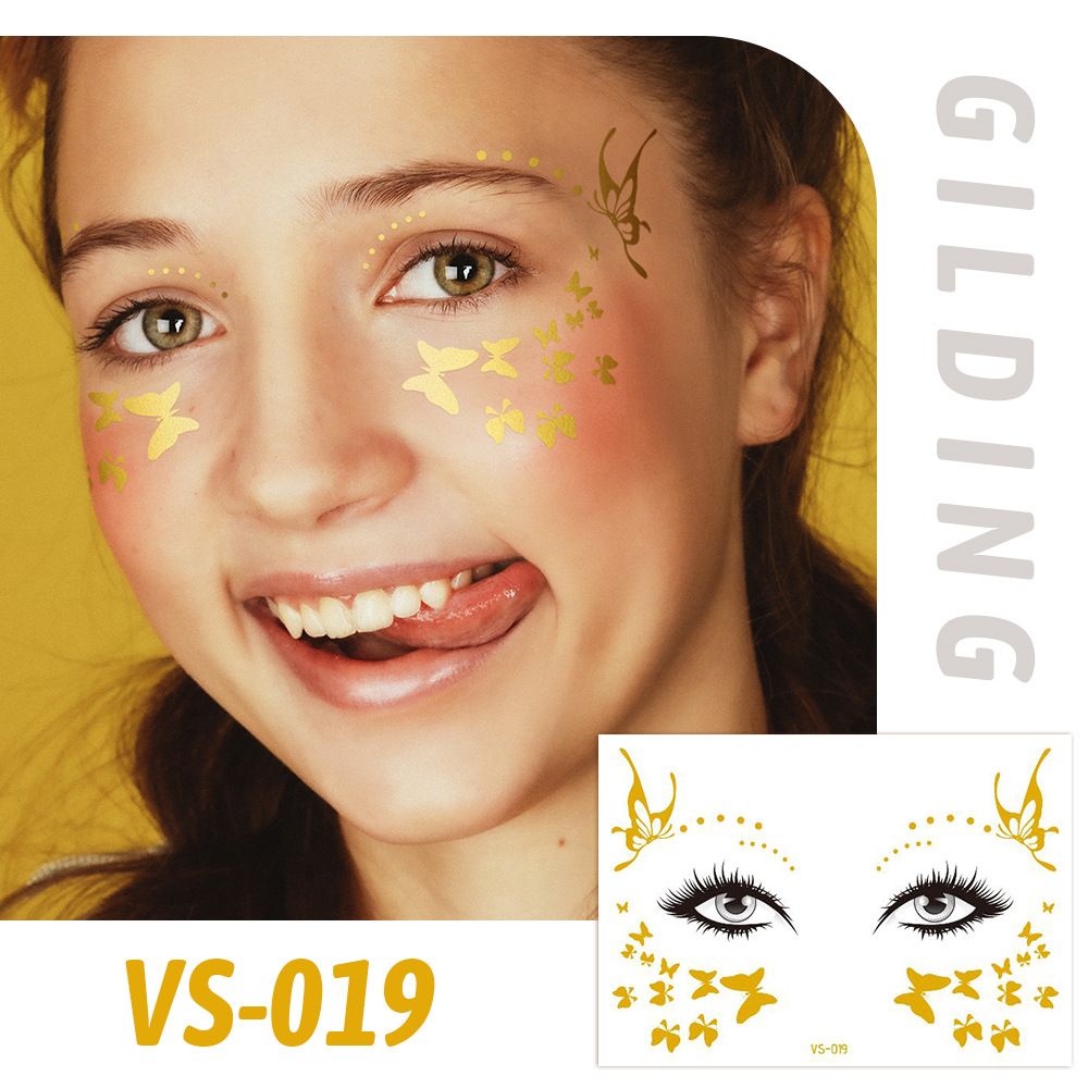 6 Piece Makeup Stickers Set Gold Foil Eye Corner Stickers Temporary Tattoos Quick Application Waterproof Long Lasting Shiny Sparkle Holiday Party Essential