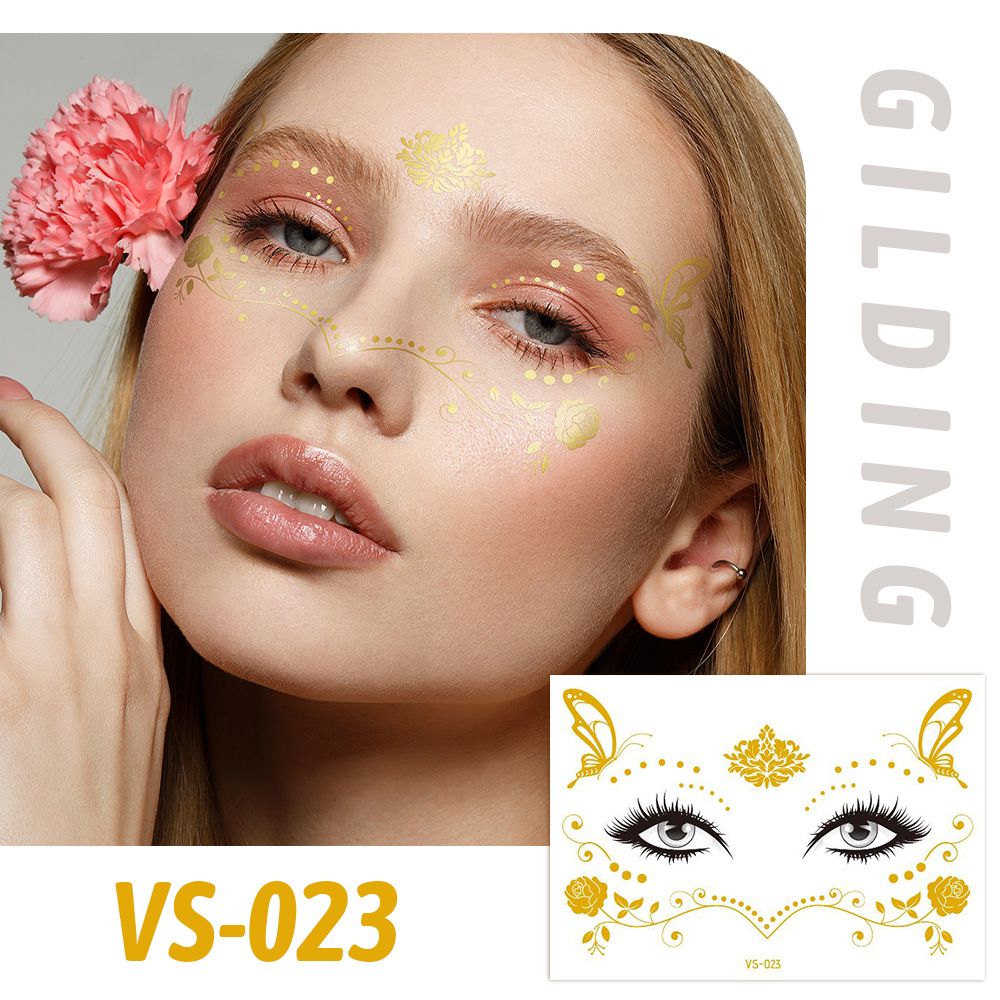 6 Piece Makeup Stickers Set Gold Foil Eye Corner Stickers Temporary Tattoos Quick Application Waterproof Long Lasting Shiny Sparkle Holiday Party Essential