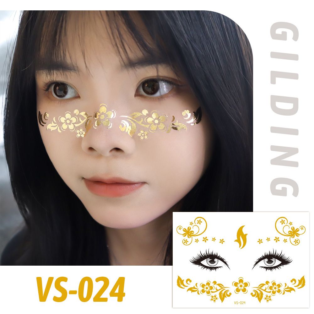 6 Piece Makeup Stickers Set Gold Foil Eye Corner Stickers Temporary Tattoos Quick Application Waterproof Long Lasting Shiny Sparkle Holiday Party Essential