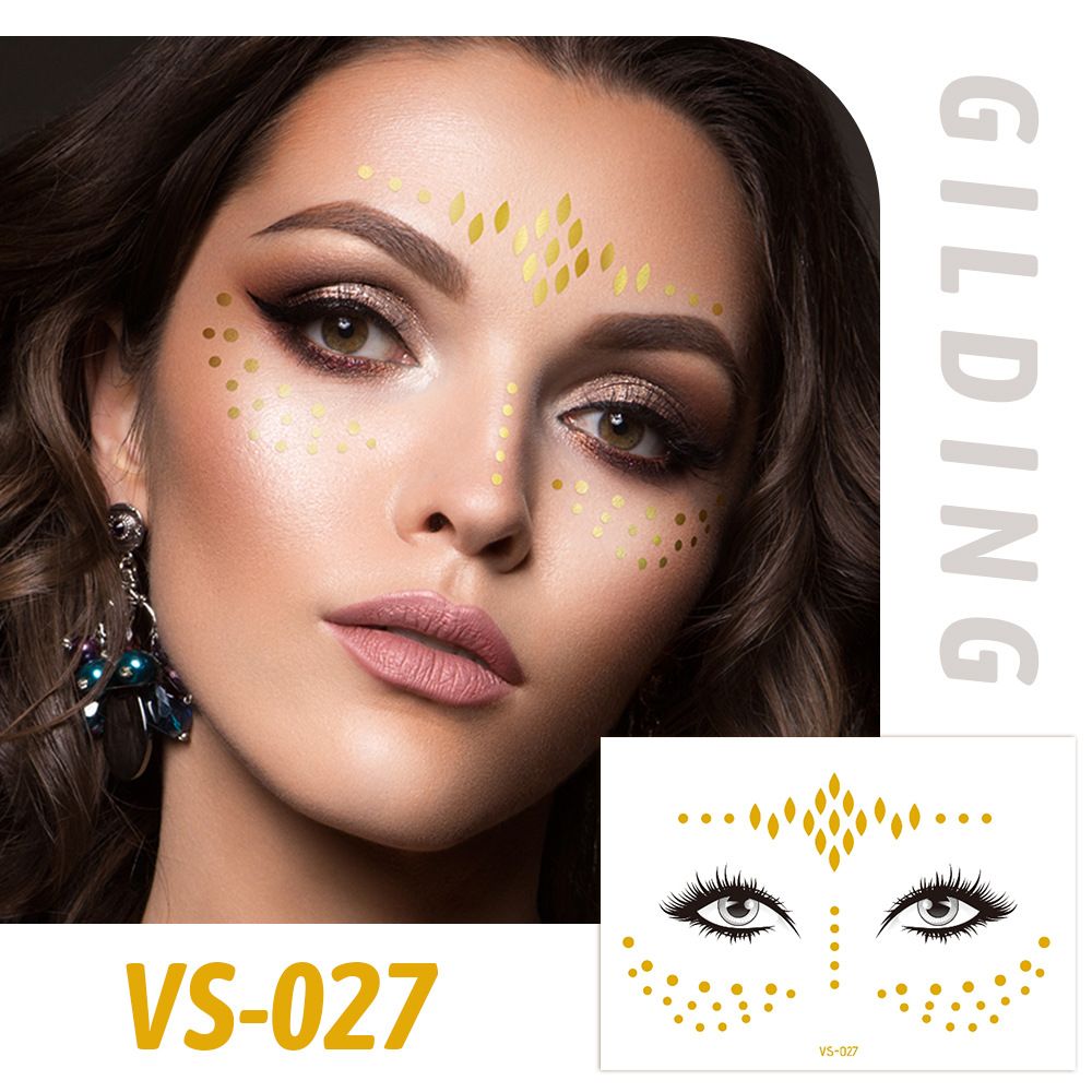 6 Piece Makeup Stickers Set Gold Foil Eye Corner Stickers Temporary Tattoos Quick Application Waterproof Long Lasting Shiny Sparkle Holiday Party Essential