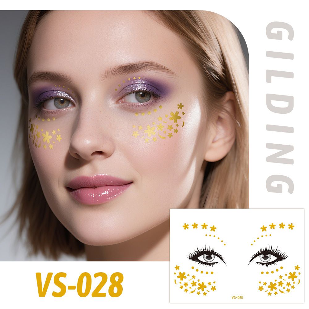 6 Piece Makeup Stickers Set Gold Foil Eye Corner Stickers Temporary Tattoos Quick Application Waterproof Long Lasting Shiny Sparkle Holiday Party Essential
