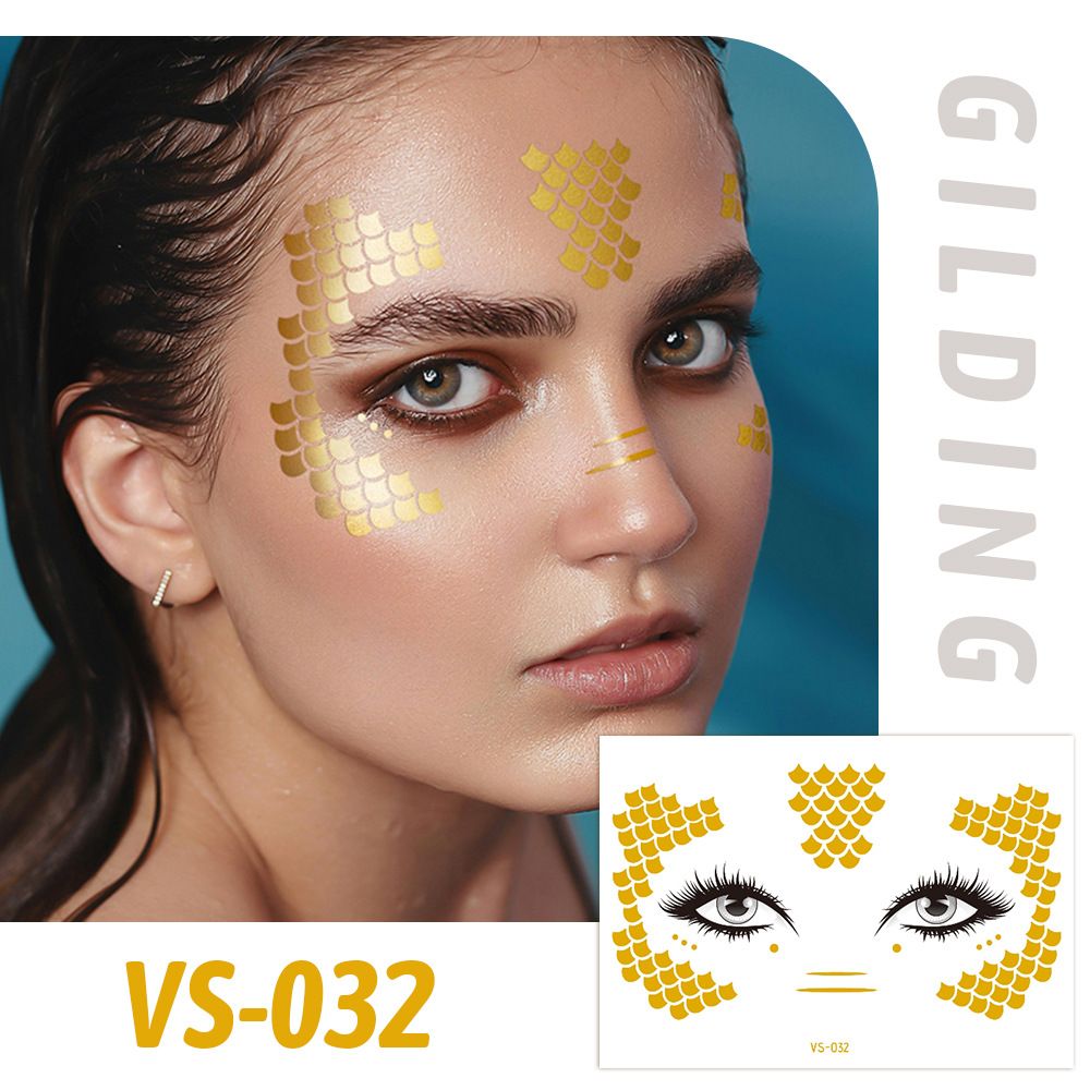 6 Piece Makeup Stickers Set Gold Foil Eye Corner Stickers Temporary Tattoos Quick Application Waterproof Long Lasting Shiny Sparkle Holiday Party Essential