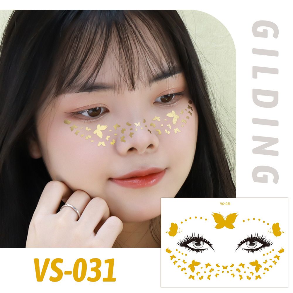 6 Piece Makeup Stickers Set Gold Foil Eye Corner Stickers Temporary Tattoos Quick Application Waterproof Long Lasting Shiny Sparkle Holiday Party Essential